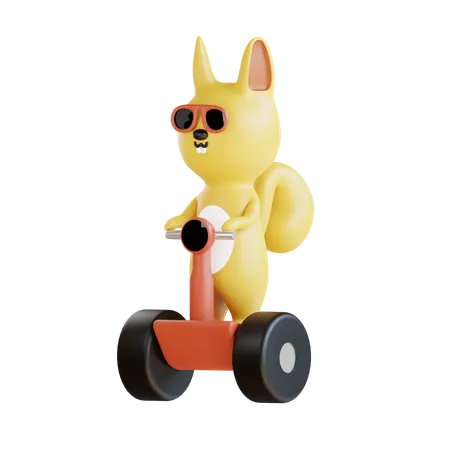 Squirrel Enjoy Scooter  3D Illustration