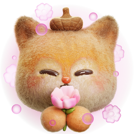 Squirrel Give Flower  3D Icon