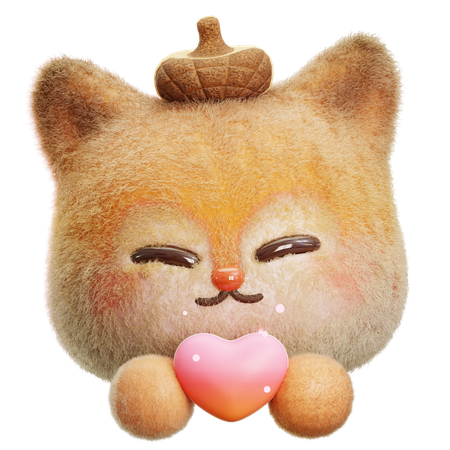 Squirrel Holding Heart  3D Icon