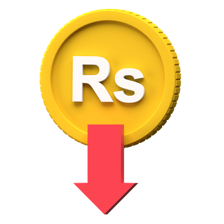 Sri Lankan Rupee Coin Rate Down  3D Illustration