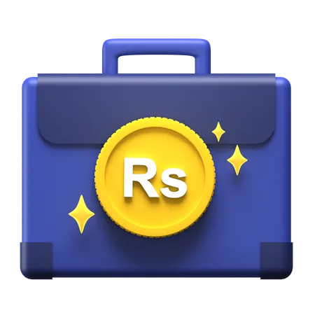 Sri Lankan Rupee Money Briefcase  3D Illustration