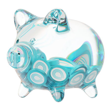 Srm Clear Glass Piggy Bank con pilas decrecientes de criptomonedas  3D Icon