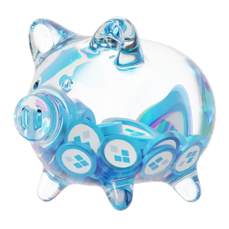 Ssv Clear Glass Piggy Bank With Decreasing Piles Of Crypto Coins  3D Icon