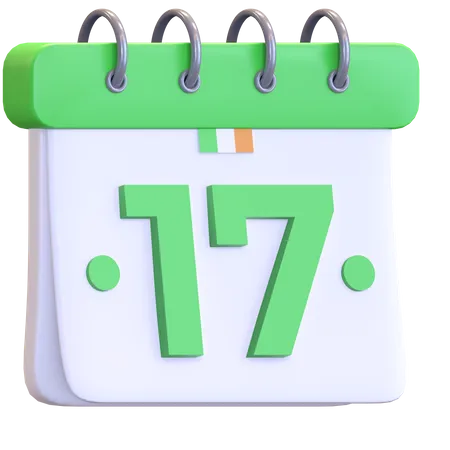 Calendar 17 March Date Icon St Patricks Day Symbol 3 D Render Illustration 3D Illustration