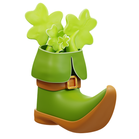 St Patricks Day Shoes With Clover  3D Icon