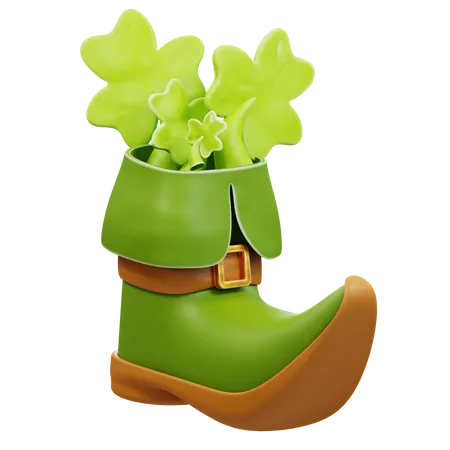 3 D Illustration St Patricks Day Shoes With Clover 3D Icon