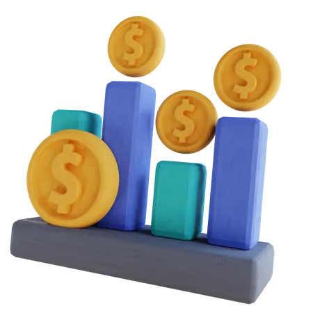 Stack Money Graph  3D Illustration