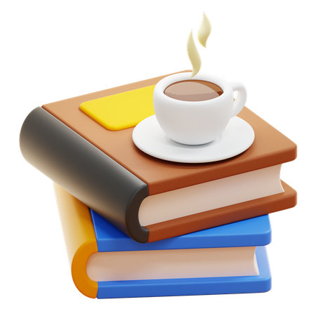 STACK OF BOOKS and COFFEE  3D Icon