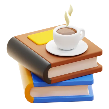 STACK OF BOOKS and COFFEE  3D Icon