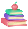 Stack Of Books With Apple