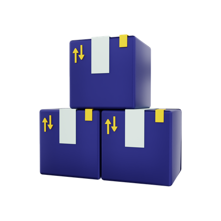 Stack of cardboard packages of goods  3D Icon