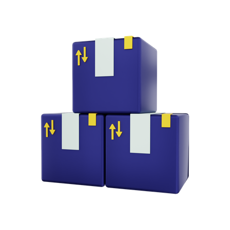 Stack of cardboard packages of goods 3D Illustration