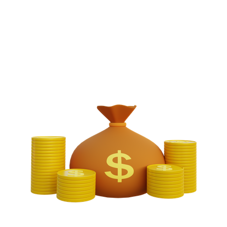 Stack of coin 3D Illustration