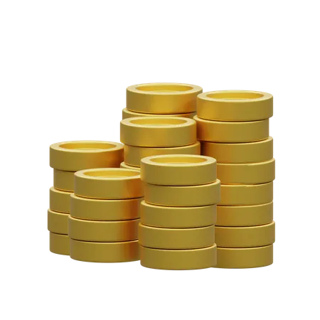 3 D Object Rendering Of Pile Of Golden Coin Stack Icon Isolated 3D Illustration