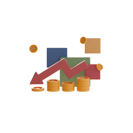 Stack Of Coins With Downward Arrow  3D Icon