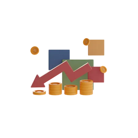 Stack Of Coins With Downward Arrow  3D Icon