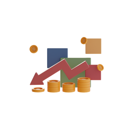 Stack Of Coins With Downward Arrow  3D Icon