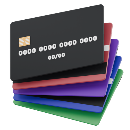 Stack Of Colorful Credit Cards  3D Icon