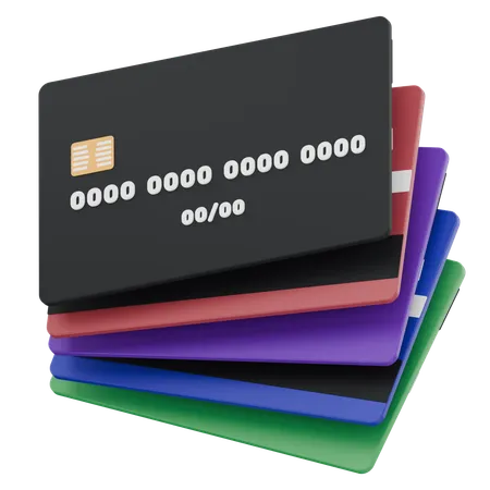 Stack Of Colorful Credit Cards  3D Icon