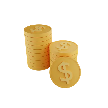 3 D Illustration Of US Dollar Coins 3D Illustration