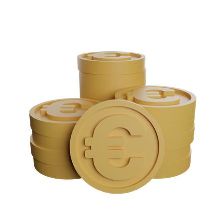 Stack of Euro coin 3D Illustration