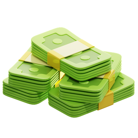 Stack of Money Bundles  3D Icon