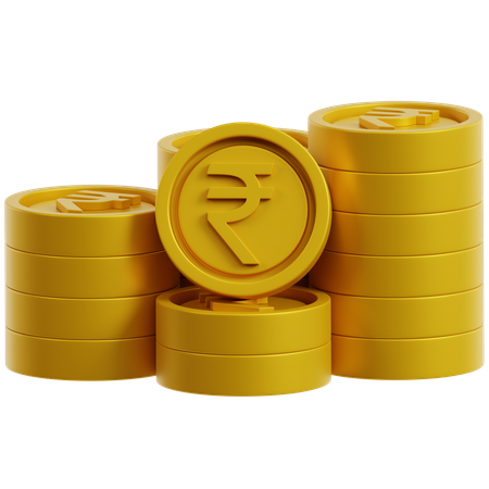 루피 동전 더미  3D Icon