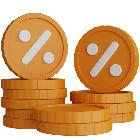 Stack Percent Coins  3D Icon