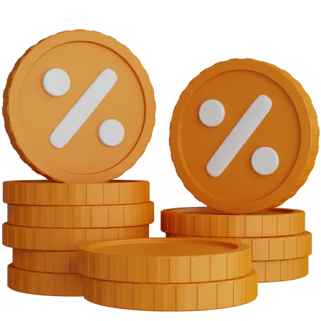 Stack Percent Coins  3D Icon
