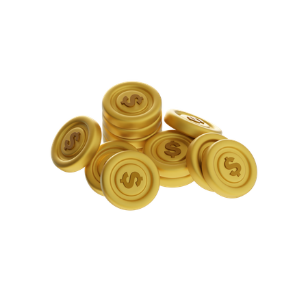 Stacked and Scattered Coins  3D Icon