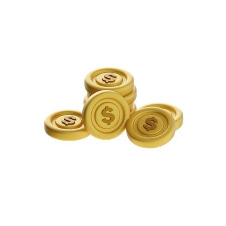 Stacked and Scattered Coins  3D Icon