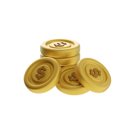 Stacked and Scattered Coins  3D Icon