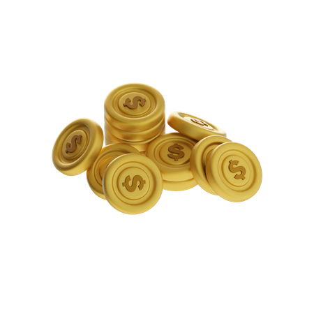 Stacked and Scattered Coins  3D Icon