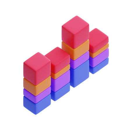 Stacked Bar Chart  3D Icon