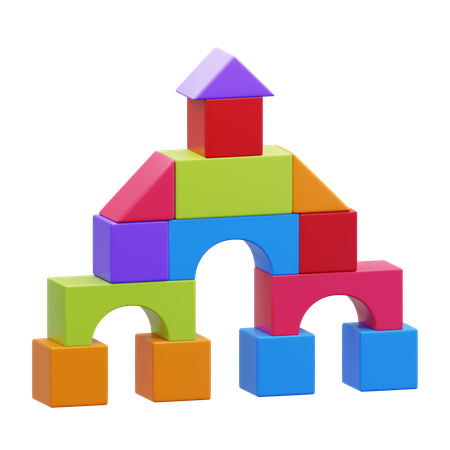 Stacked Building Blocks Toy  3D Icon