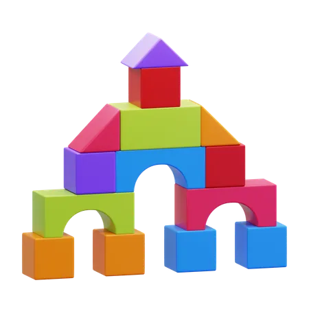 Stacked Building Blocks Toy  3D Icon