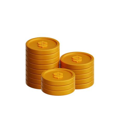 Stacked Coins Dollars  3D Icon