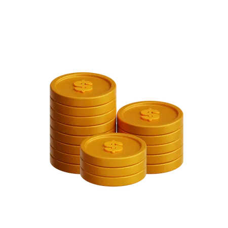 Stacked Coins Dollars  3D Icon