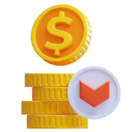 Stacked coins down  3D Icon