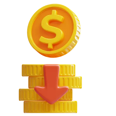Stacked coins down  3D Icon