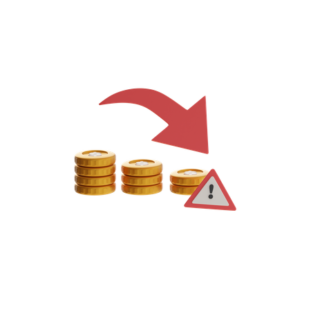 Stacked Coins With Downward Arrow  3D Icon