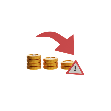 Stacked Coins With Downward Arrow  3D Icon