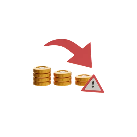 Stacked Coins With Downward Arrow  3D Icon
