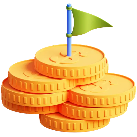 Stacked Coins With Flag  3D Icon