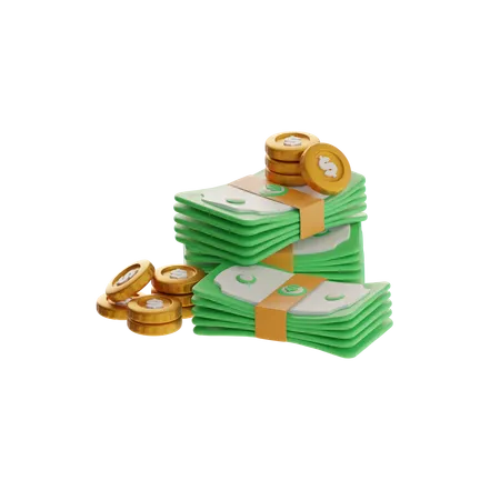 Stacked Currency And Coins  3D Icon