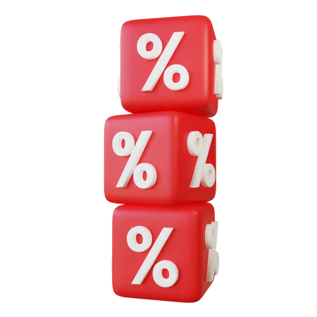 Stacked Discount Cube  3D Icon