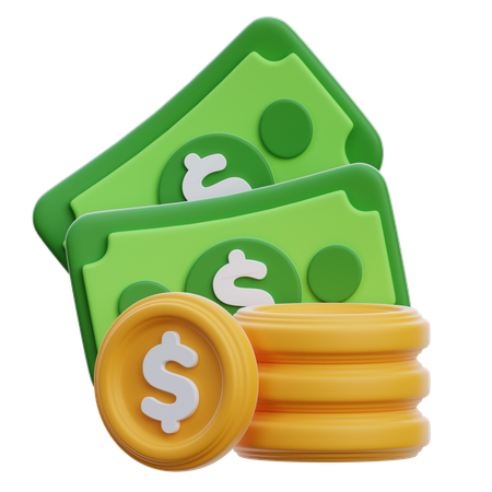 Stacked Money And Coins  3D Icon