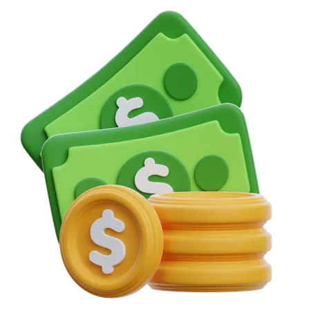 Stacked Money And Coins  3D Icon