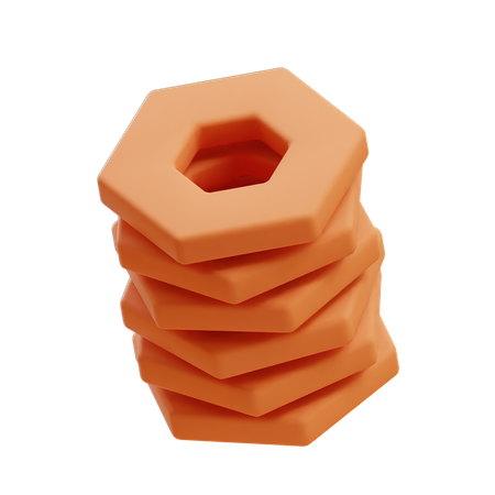 Stacked Octagonal Rings  3D Illustration