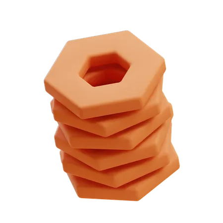 Stacked Octagonal Rings  3D Illustration